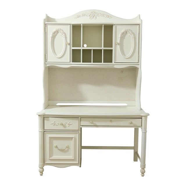 Stanley Country French Style White Desk W. Hutch Chairish