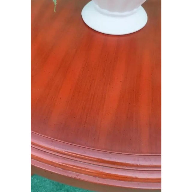 1980s Vintage Palm Beach Regency Red Carved Oval Wood Ming Leg Side Tables by Jasper- A Pair For Sale - Image 5 of 8