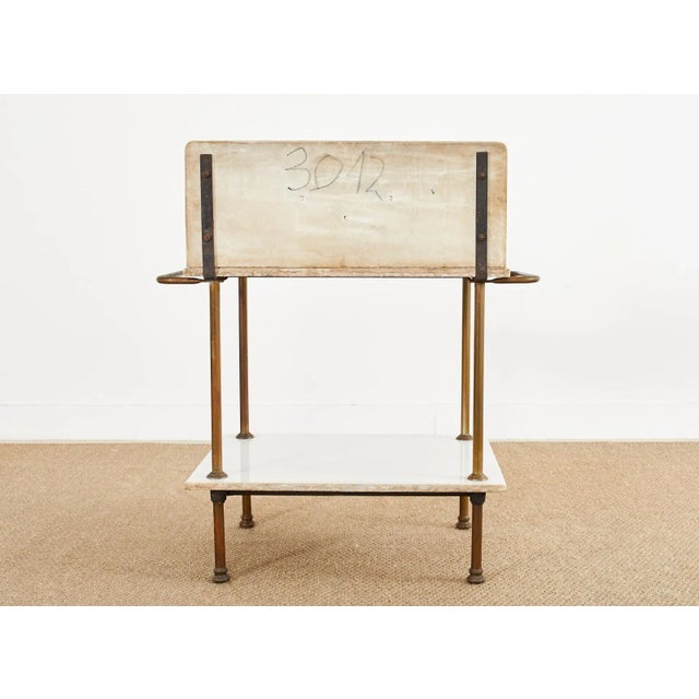 French Art Deco Bronze Marble Top Washstand Vanity For Sale - Image 12 of 13