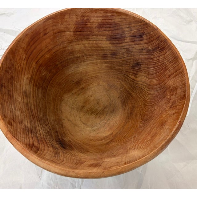 American Carved Painted Folk Art Style Wood Bowl For Sale - Image 3 of 4