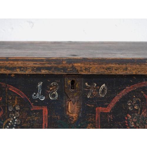 Antique Red Colored Trunk in Wood, 1870 For Sale - Image 10 of 12