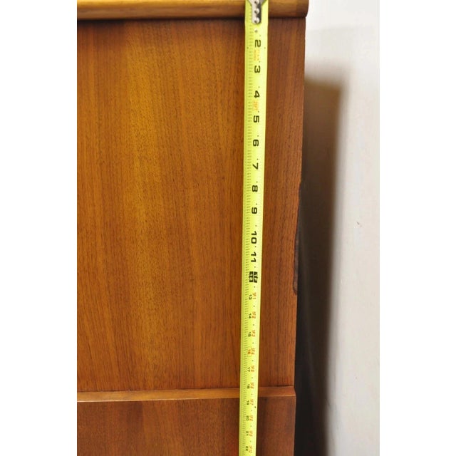 Kent Coffey Eloquence Mid Century Modern Walnut Tall Chest Highboy Dresser For Sale - Image 9 of 13