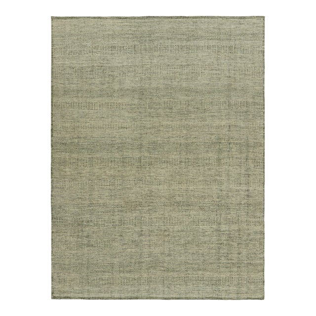 Rug & Kilim’s Contemporary Textural Rug in Green and White Tones - 8x10 For Sale