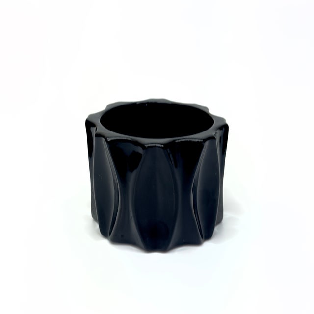 Ceramic Mid Century Black Ceramic Planters Curation - Group of 5 For Sale - Image 7 of 11