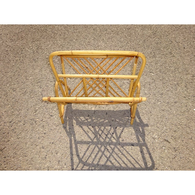 Wood Vintage Rattan Magazine Holder For Sale - Image 7 of 10