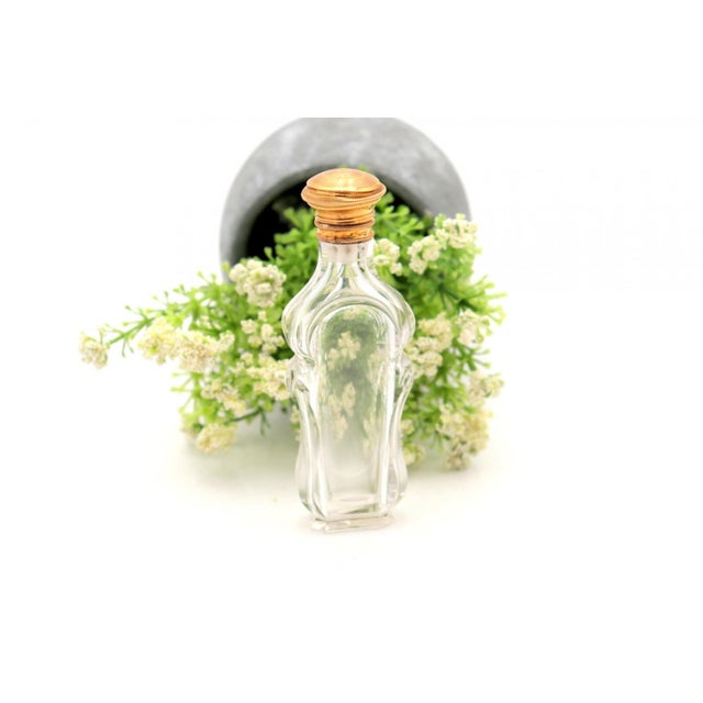 Glass Perfume Bottle with Gold Lid For Sale - Image 6 of 6