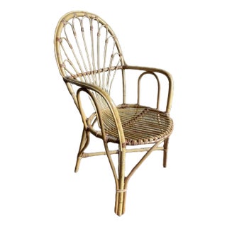 Rattan Armchairs, 1950s, Set of 6 For Sale