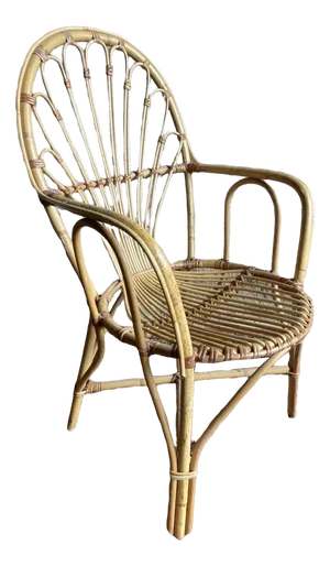 Rattan Armchairs, 1950s, Set of 6