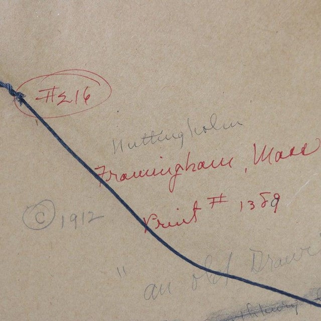 Beige Antique Wallace Nutting Print “The Spinnet Corner”, Signed & Framed, C1900 For Sale - Image 8 of 12