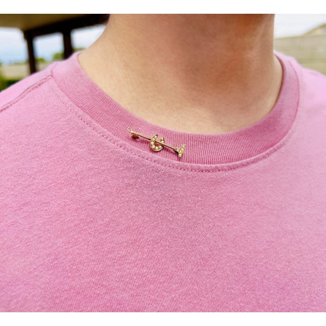 Victorian Victorian 14k Polo Mallet and Horseshoe Pearl Brooch For Sale - Image 3 of 7