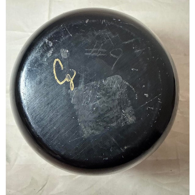 Antique Handmade Santa Clara Pueblo Native American Black Pottery Blackware Vase For Sale In New York - Image 6 of 11