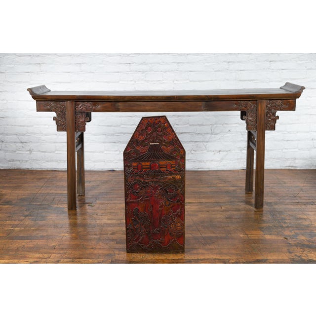 19th Century Burmese 19th Century Hand-Carved and Painted Wooden Puppet Show Sign For Sale - Image 5 of 12