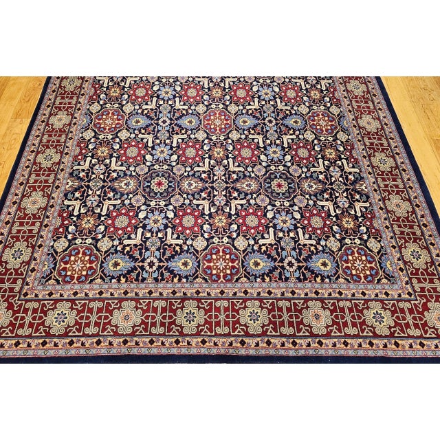 Vintage Persian Tabriz Afshan Rug, Handwoven Allover Geometric Caucasian Kuba Pattern, Navy & Red, 7’ X 10' For Sale - Image 12 of 12