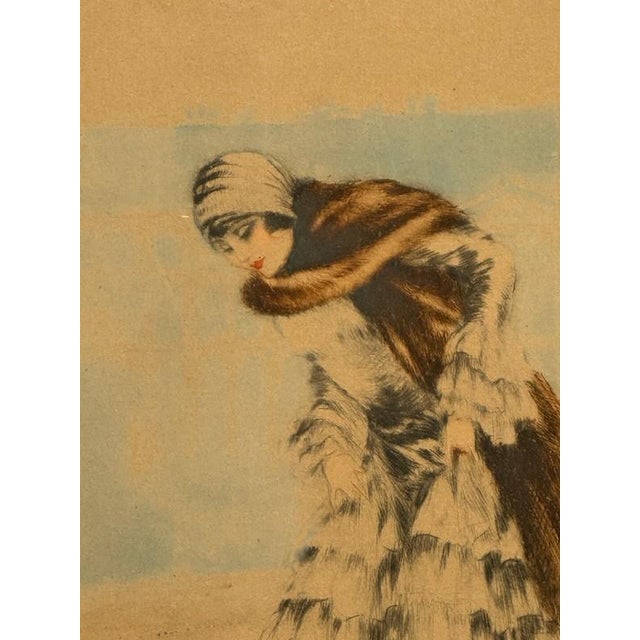 Louis Icart Louis Icart c.1920 Signed Parisian Art Deco Etching Print W Aquatint, "Place Vendôme", #302/500 W Blind Stamp, All Original For Sale - Image 4 of 9