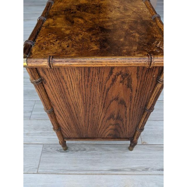 1970s Vintage Heckman Burlwood Faux Bamboo Nightstand Chairish
