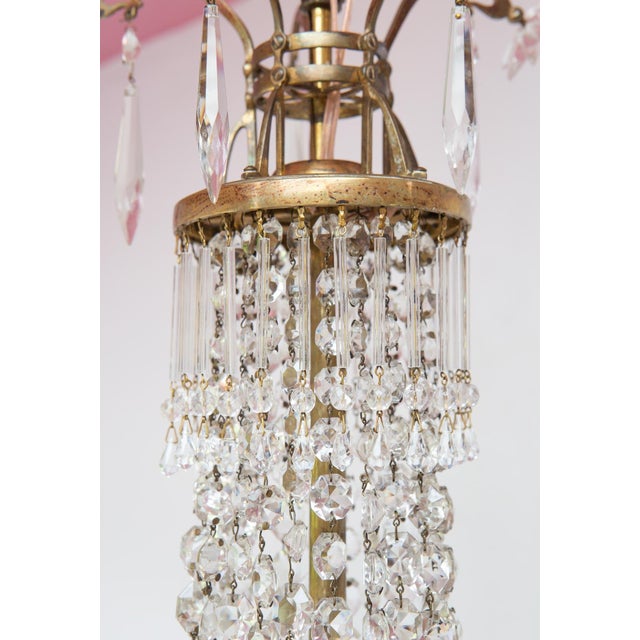Large Art Nouveau Swedish Glass Chandelier, 1890s For Sale - Image 9 of 11