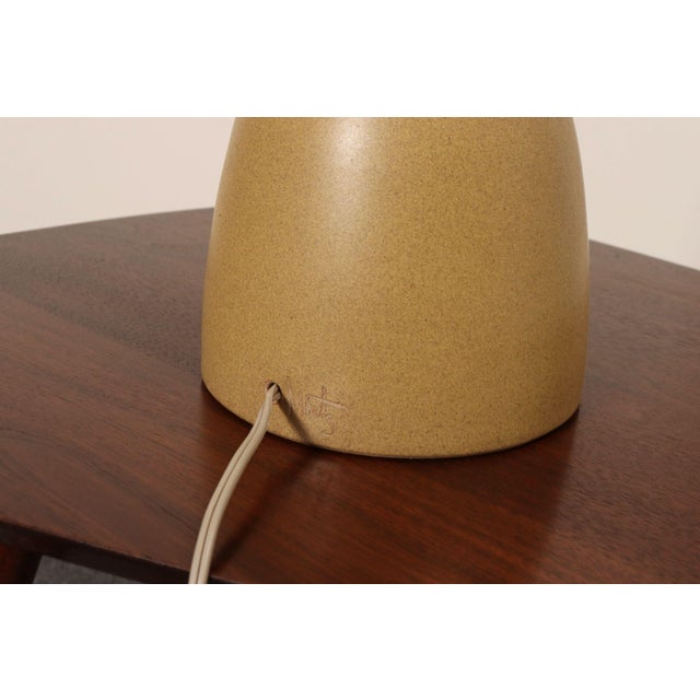Vintage Gordon and Jane Martz Ochre Stoneware and Walnut Table Lamp With Finial For Sale - Image 12 of 14