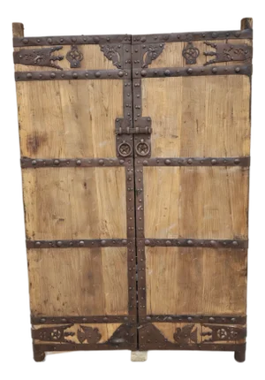19th Century Chinese Wood Doors With Decorative Iron Accents