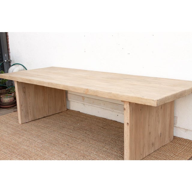 Contemporary Grand Estate Reclaimed Bleached Wood Dining Table For Sale - Image 3 of 13