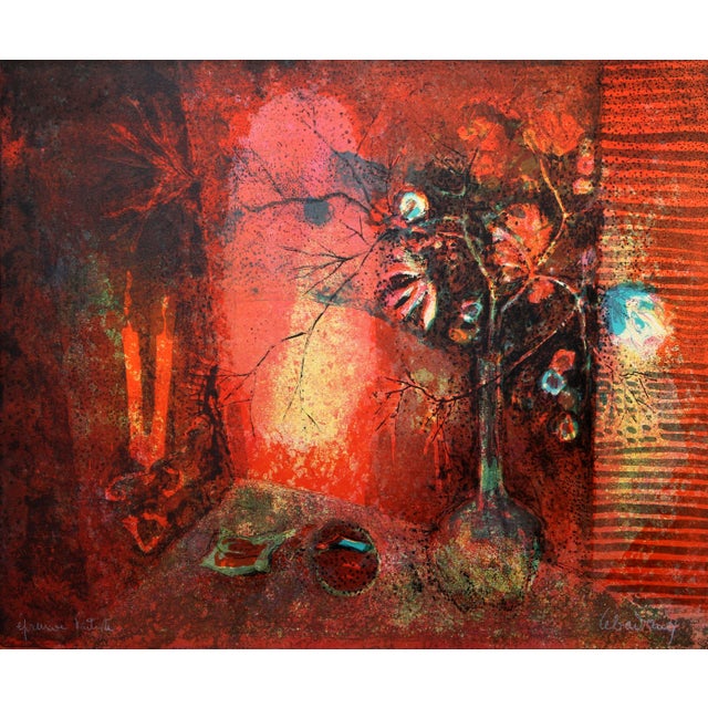 Still Life in Red, Lebadang (aka Hoi) Lithograph, Signed and Numbered in Pencil For Sale