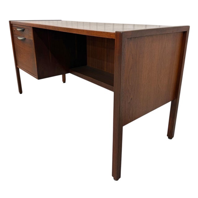 Mid-Century Modern Mid-Century Modern Jens Risom Walnut Writing Desk - Refinished For Sale - Image 3 of 9