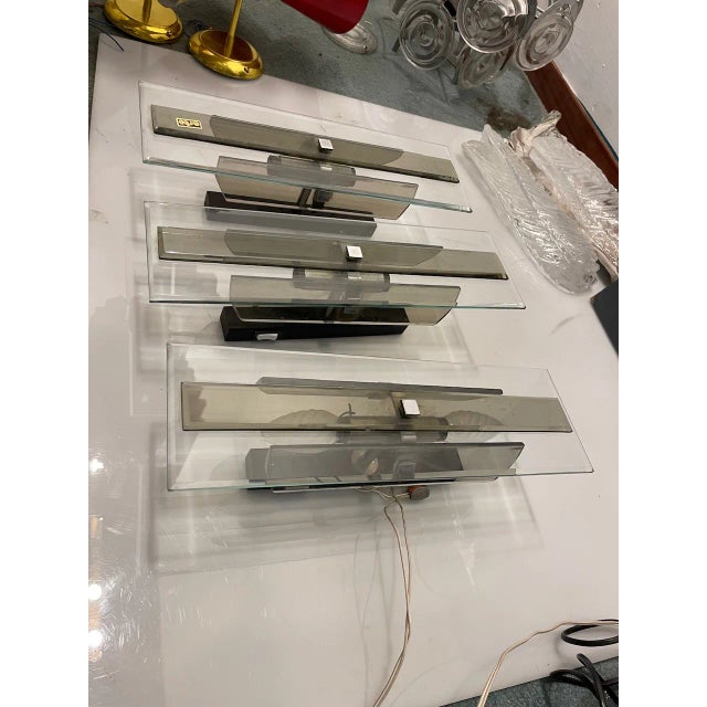 Glass Wall Sconces from Arte, Italy, 1970s, Set of 3 For Sale - Image 9 of 13