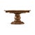 A Provincial 59" walnut-topped circular dining table with a rustic finish showing exposed saw marks set on a substantial...