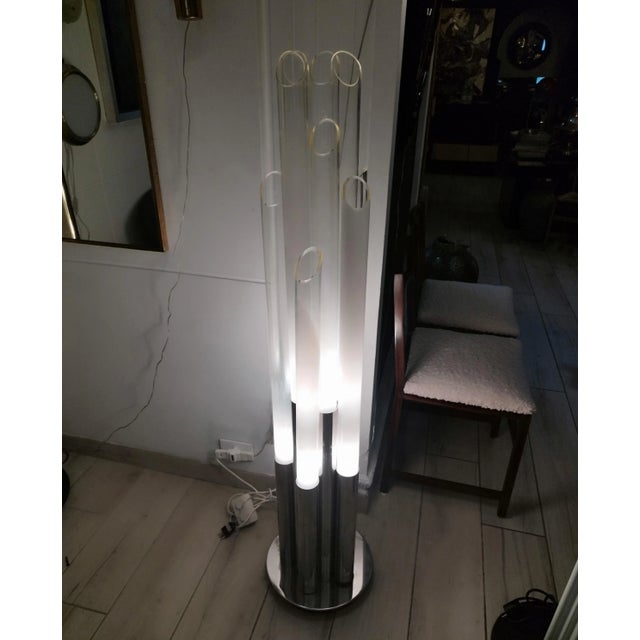 Chromed Metal and Murano Glass Floor Lamp, Italy, 1970s For Sale - Image 6 of 8
