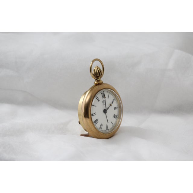 Mid-Century Modern Gold Pocket Watch Desk Clock, 1960s For Sale - Image 3 of 17