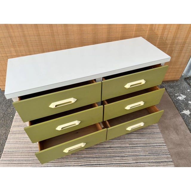 Textile Vintage Mid Century Modern Laminated Compact Dresser For Sale - Image 7 of 13