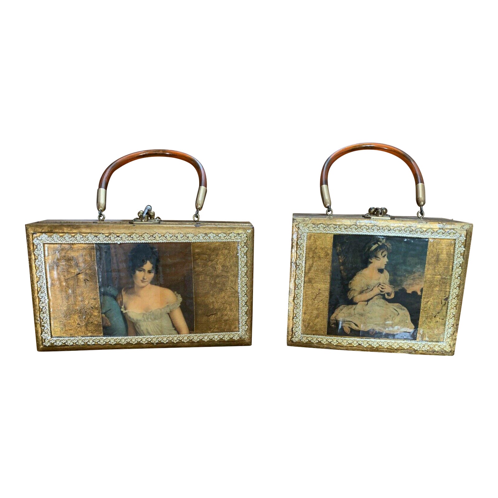 Gold Decor Wall Hanging Victorian Boxes A Pair Chairish