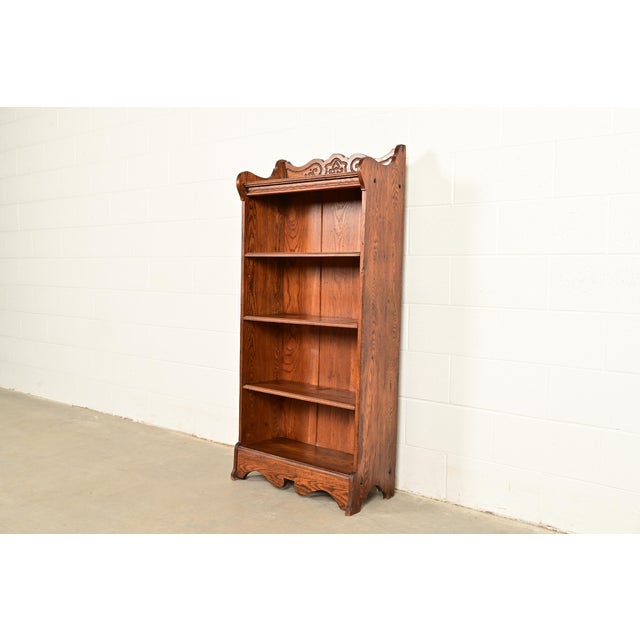 Victorian Antique Victorian Carved Oak Bookcase, Circa 1900 For Sale - Image 3 of 12
