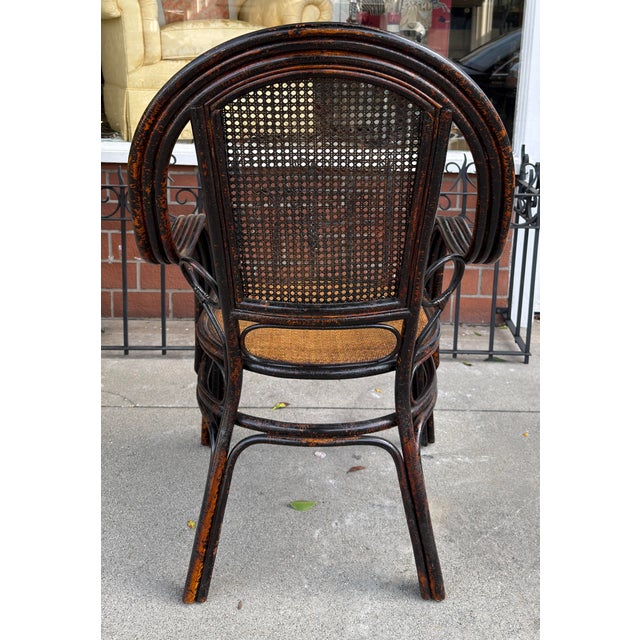 Antique Chinese Bamboo Wicker Armchairs - 1 of 2 For Sale In Los Angeles - Image 6 of 6