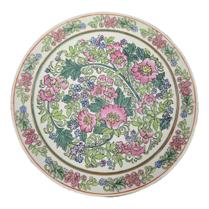 Vintage Large Pink Floral Decorative Plate