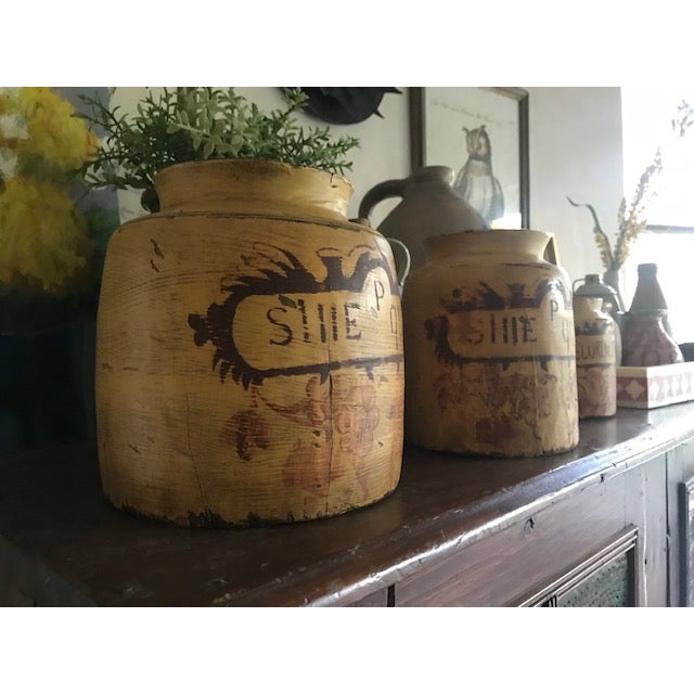Vintage Wooden Apothecary Jars- Set of 3 For Sale - Image 11 of 17
