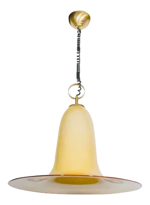 Seguso Large Murano Chandelier With Elongated Bell Form, 1960's