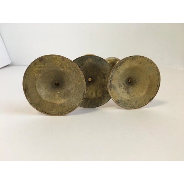 Mid Century Brass Tulip Candle Holders Graduated Sizes Vintage MCM Set of 3 For Sale - Image 6 of 7