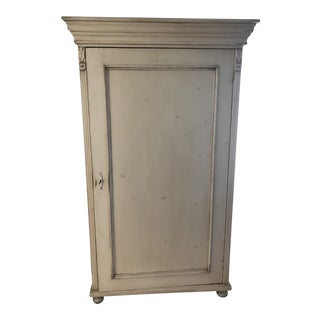 French Hand Carved Antique White Armoire For Sale