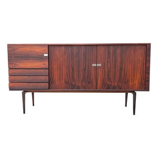 1950s Large H.W. Klein by Bramin Sideboard / Credenza W Tambour Doors, Attributed For Sale