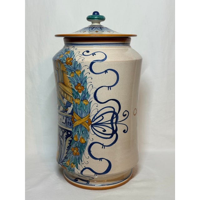 Deruta Italian Art Pottery Francesca Niccacci Hand Painted Large 17” Apothecary Pharmacy Jar For Sale In Phoenix - Image 6 of 12