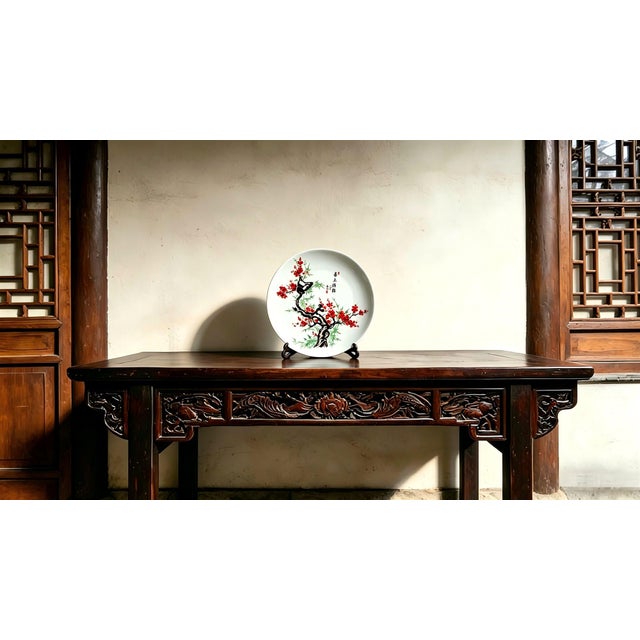 Art Deco Chinese Ceramic Plate,Famille Rose Porcelain Plate Hand Painted Flowers and Birds Pattern For Sale - Image 3 of 10
