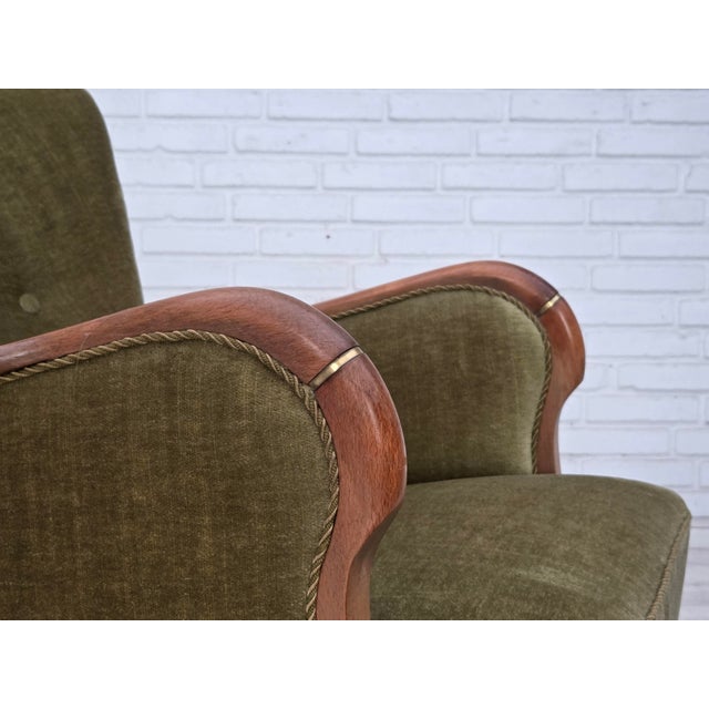 Danish Beech Armchair with Velour Upholstery, 1960s For Sale - Image 13 of 18