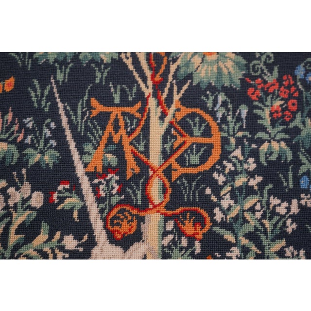 Unicorn in Captivity Hand Stitched Needlepoint in Frame For Sale - Image 9 of 11