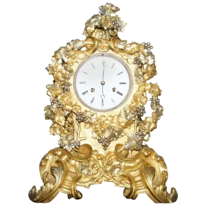 Large French Gold Gilt & Bronze Decorative Mantle Clock, 1860s