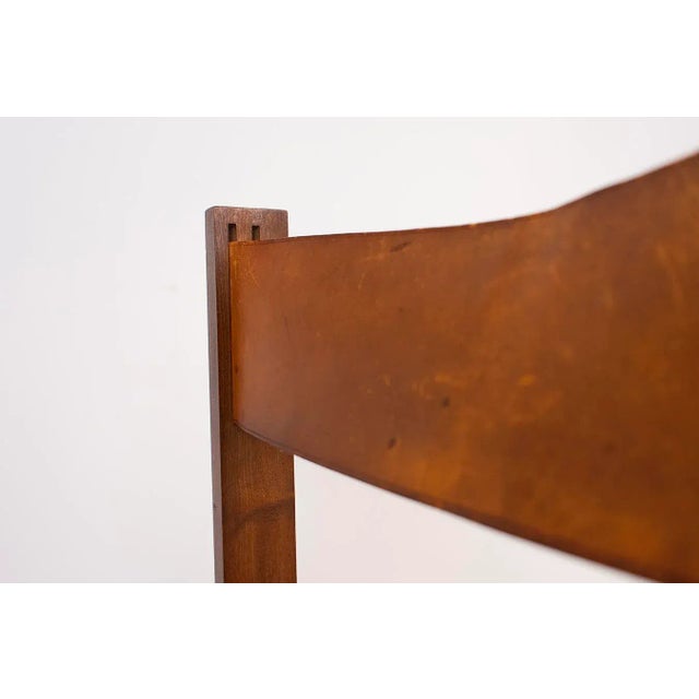 Wood Spanish Rationalist Style Chair in Wood and Leather For Sale - Image 7 of 11