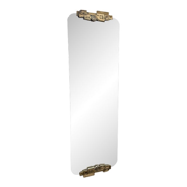 Angelo Brotto Gilt Metal Wall Mirror, 1970s For Sale