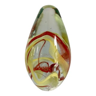 Mid-Century Modern Murano Glass Egg Shaped Elliptical Paperweight For Sale