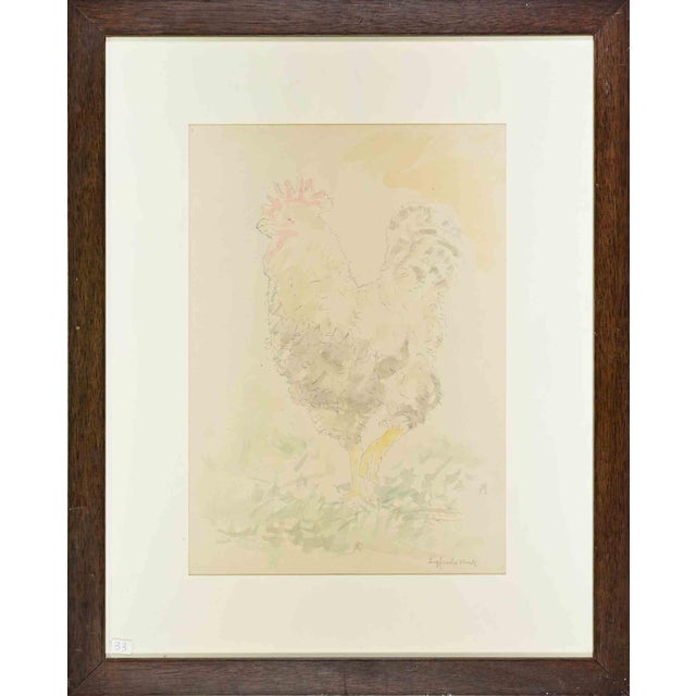 Sigfrido Oliva, Rooster, Mixed Media Drawing, 1990s For Sale