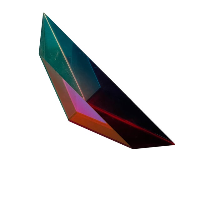 Vasa Velizar Mihich, Hand Signed Dated 1993 Colorful Acrylic Vasa Laminated Lucite Triangle Sculpture, 1993 For Sale - Image 13 of 18