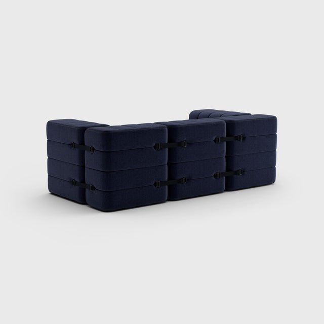 Contemporary Curt Modular Set - Flexible 2-Seater with Armrests - Dama - 0048 (Dark Blue) by Ambivalenz, Set of 7 For Sale - Image 3 of 5
